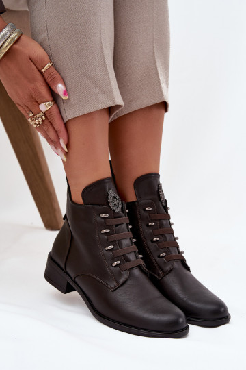 Braune warme Ankle Boots mit Ornamenten Nevalia 2