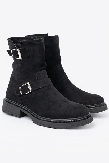 NoZuoczesne schZuarze Farbe Schuhe ze Silbermi klamrami