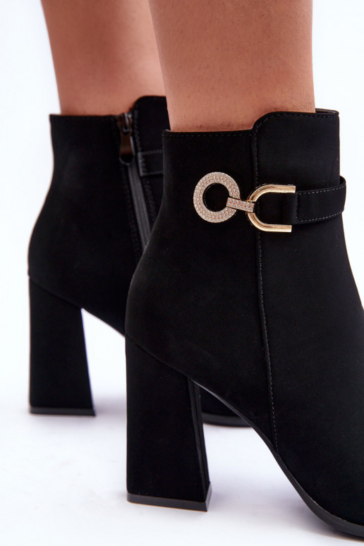 Haut Stiefel mit Absätzen mit Ornamenten schZuarze Farbe Lymall Haut Stiefel mit Absätzen mit Ornamenten schZuarze Farbe Lymall