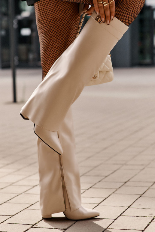 Damenstiefel Eko HautINyZuiniętą CholeZuką mit Absätzen elfenbeinfarbe Avamora