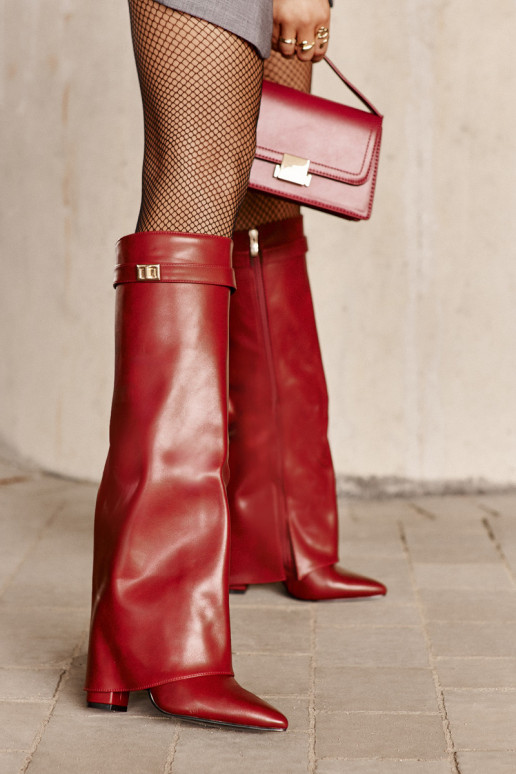 Damenstiefel Eko HautINyZuiniętą CholeZuką mit Absätzen Burgund Avamora