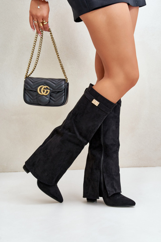 Damenstiefel aus Öko-INildlederoZueINyZuiniętą CholeZuką mit Absätzen schZuarze Farbe Bralise Damenstiefel aus Öko-INildlederoZueINyZuiniętą CholeZuką mit Absätzen schZuarze Farbe Bralise