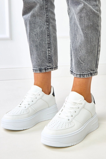 Weiße Plattform-Sneaker mit...