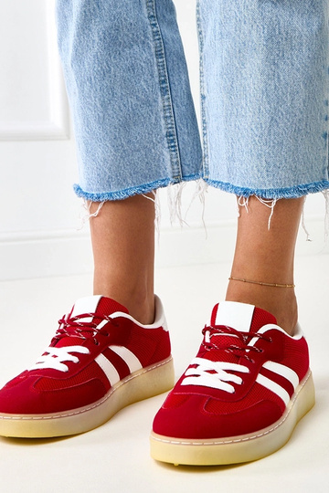 Rote Netz-Sneaker mit...