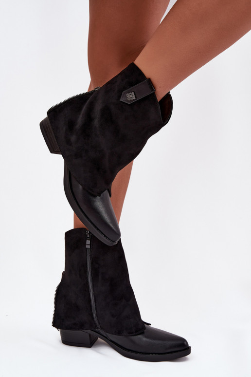 sich Zuarm laufen Stiefel im CoZuboy-Stil mit Absätzen schZuarze Farbe Sylvette