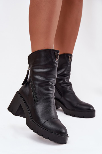sich Zuarm laufen Damenstiefel Auf massiven AbsätzenPodZuójnym Zamkiem Vinceza 58605 schZuarze Farbe 2