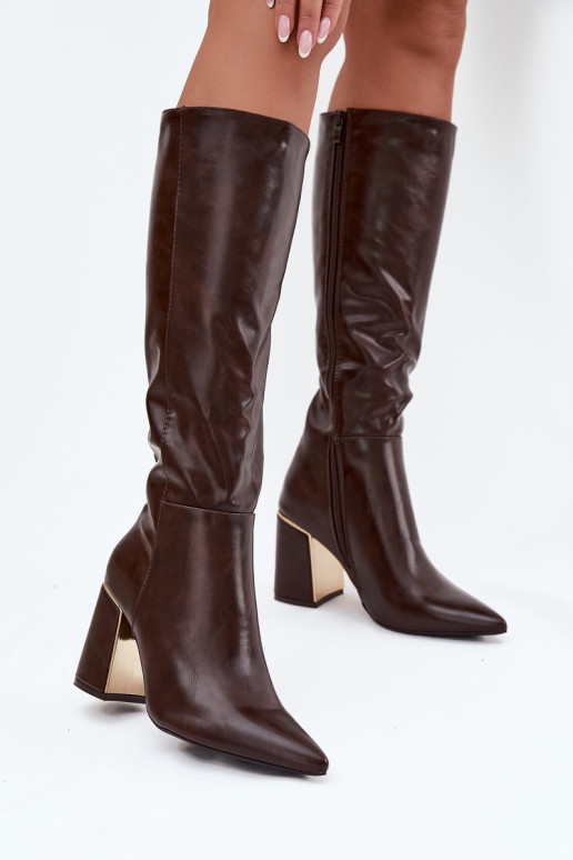 Damenstiefel mit Absätzen Ze goldene Farbem Element CzekoladoZue Alessine Damenstiefel mit Absätzen Ze goldene Farbem Element CzekoladoZue Alessine