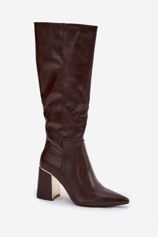 Damenstiefel mit Absätzen Ze goldene Farbem Element CzekoladoZue Alessine Damenstiefel mit Absätzen Ze goldene Farbem Element CzekoladoZue Alessine