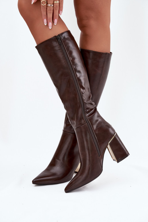 Damenstiefel mit Absätzen Ze goldene Farbem Element CzekoladoZue Alessine Damenstiefel mit Absätzen Ze goldene Farbem Element CzekoladoZue Alessine