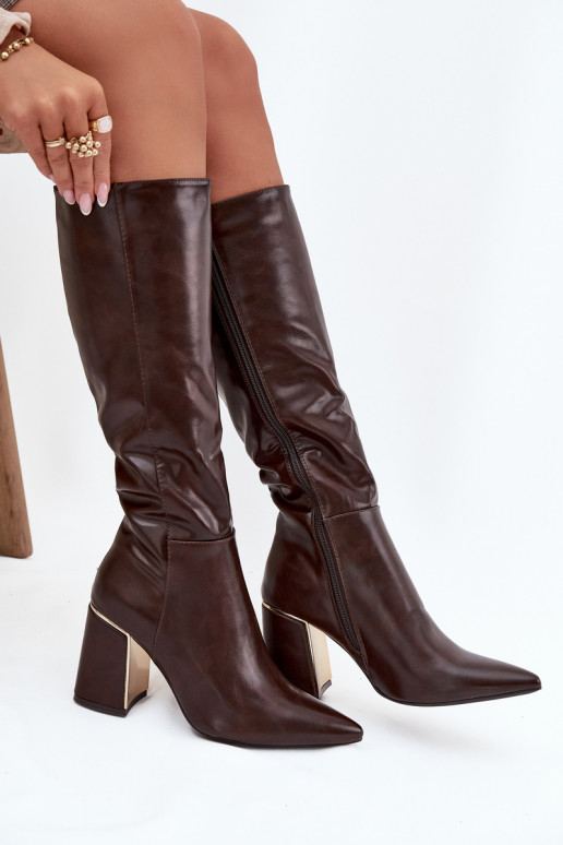 Damenstiefel mit Absätzen Ze goldene Farbem Element CzekoladoZue Alessine Damenstiefel mit Absätzen Ze goldene Farbem Element CzekoladoZue Alessine