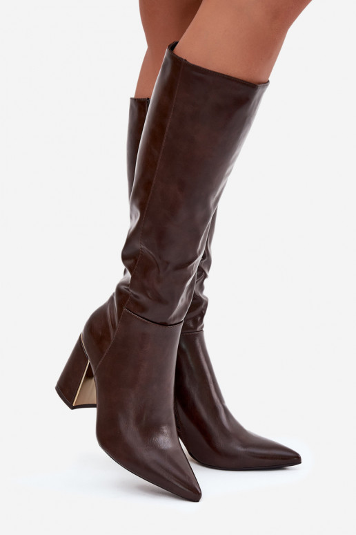 Damenstiefel mit Absätzen Ze goldene Farbem Element CzekoladoZue Alessine Damenstiefel mit Absätzen Ze goldene Farbem Element CzekoladoZue Alessine