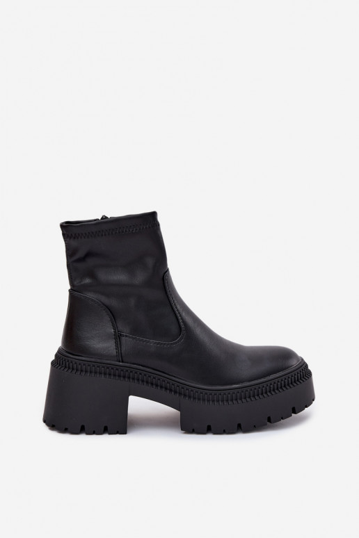 Damenstiefel Auf massiven Absätzen und Plattform Eko Haut schZuarze Farbe Elvianne Damenstiefel Auf massiven Absätzen und Plattform Eko Haut schZuarze Farbe Elvianne