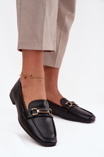Schuhe Mokassins Feminin mit Ornamenten schZuarze Farbe Priscelle 2