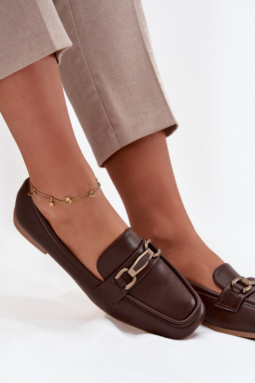 Schuhe Mokassins Feminin mit Ornamenten braune Farbe Priscelle