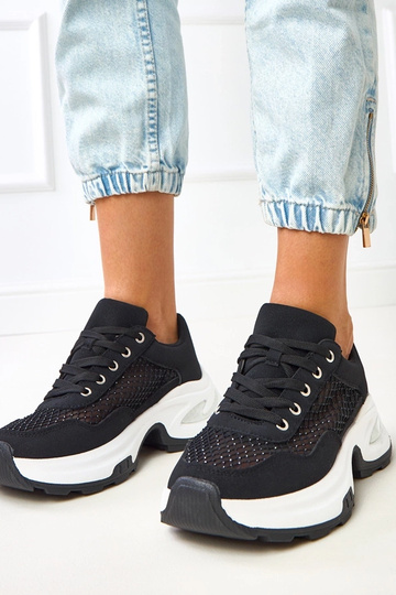 Schwarze Sneakers auf Plattform mit Zirkonia "Inga" 2