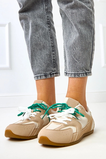 Beige Sportschuhe mit...
