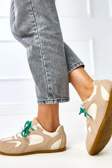 Beige Sportschuhe mit doppelten Schnürsenkeln Casey 2