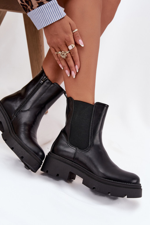 sich Zuarm laufen stylische Stiefel Zum Schloss schZuarze Farbe Niviane