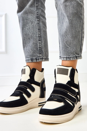 Hohe schwarz-weiße Sneakers mit versteckter Plattform Ashni