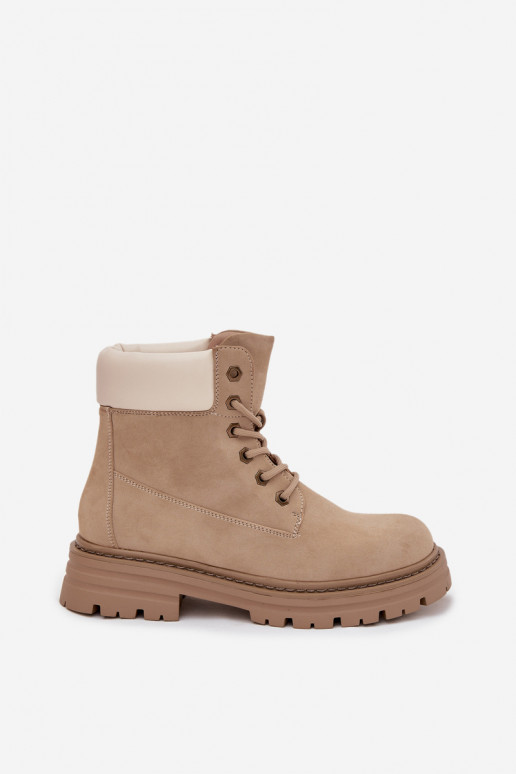 Schuhe Feminin mit Schnürsenkeln Beige Norena Schuhe Feminin mit Schnürsenkeln Beige Norena