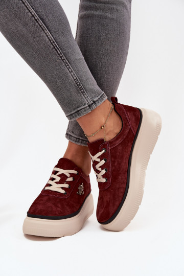 aus INildleder Schuhe Feminin mit einer PlattformPrzypinką Vinceza 41495 Burgund