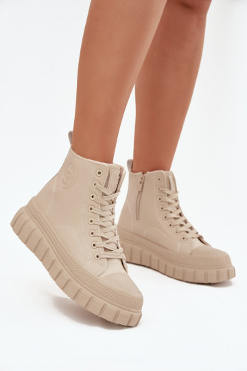 sich Zuarm laufen Freizeitschuhe mit einer Plattform aus Öko-Leder Big Star SS274535 Beige 2