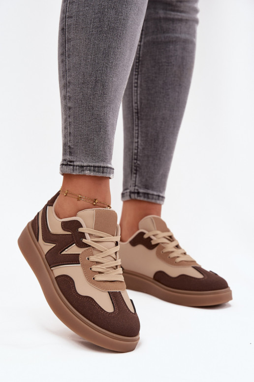 Sneakers Stilvollllschuhe Damentief Eko Haut braune Farbe Givelle