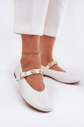 Ballerinas Feminin mit Riemen I goldene Farbemi Przypinkami Zueiße Farbe Firicene