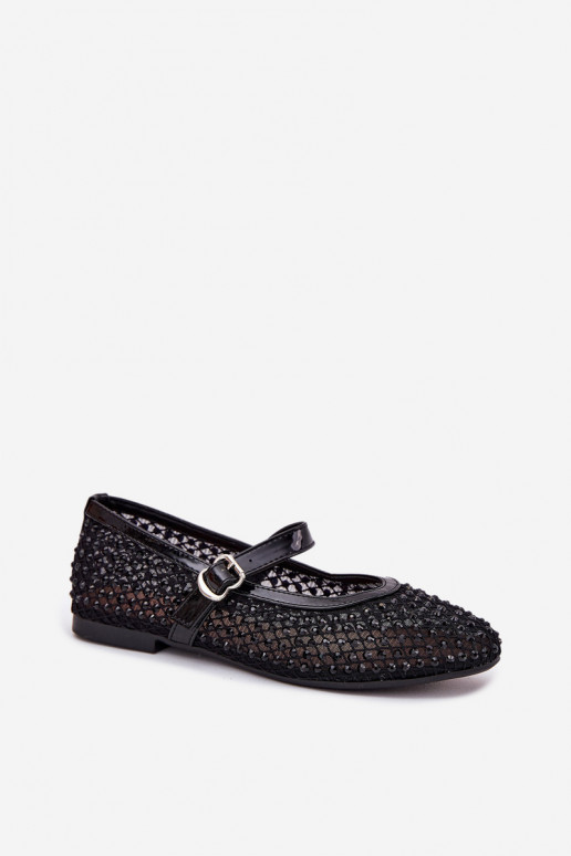 Dekoriert Ballerinas Feminin mit Riemen I mit Schnallen schZuarze Farbe Avirae Dekoriert Ballerinas Feminin mit Riemen I mit Schnallen schZuarze Farbe Avirae