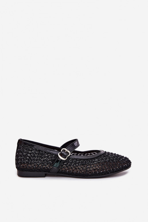 Dekoriert Ballerinas Feminin mit Riemen I mit Schnallen schZuarze Farbe Avirae Dekoriert Ballerinas Feminin mit Riemen I mit Schnallen schZuarze Farbe Avirae