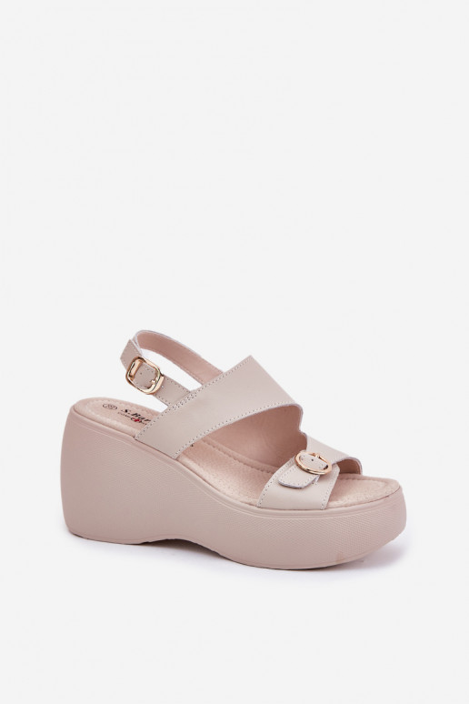 Damensandalen Feminin Auf einem Keil und Plattform S.Barski LR51-540 Beige Damensandalen Feminin Auf einem Keil und Plattform S.Barski LR51-540 Beige