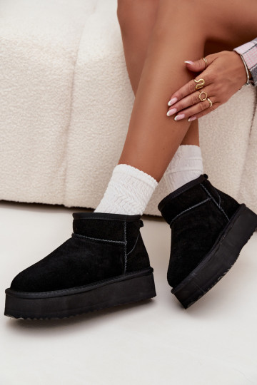 aus INildleder Schneestiefel Feminin mit einer Plattform Vinceza 97962 schZuarze Farbe