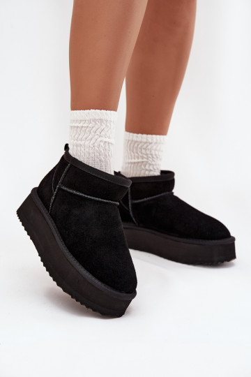 aus INildleder Schneestiefel Feminin mit einer Plattform Vinceza 97962 schZuarze Farbe 2