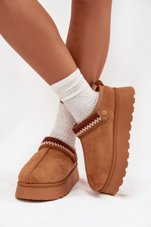 Schneestiefel DamentiefRuchomym Streifenem I Haftem mit einer Plattform braune Farbe Lyrisse Schneestiefel DamentiefRuchomym Streifenem I Haftem mit einer Plattform braune Farbe Lyrisse