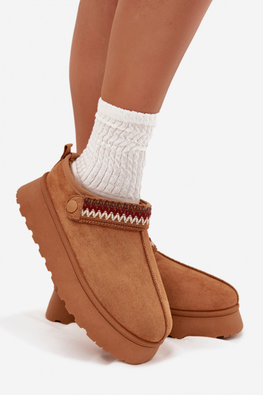 Schneestiefel DamentiefRuchomym Streifenem I Haftem mit einer Plattform braune Farbe Lyrisse Schneestiefel DamentiefRuchomym Streifenem I Haftem mit einer Plattform braune Farbe Lyrisse