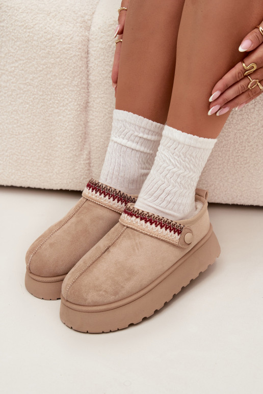 Schneestiefel DamentiefRuchomym Streifenem I Haftem mit einer Plattform elfenbeinfarbe Lyrisse