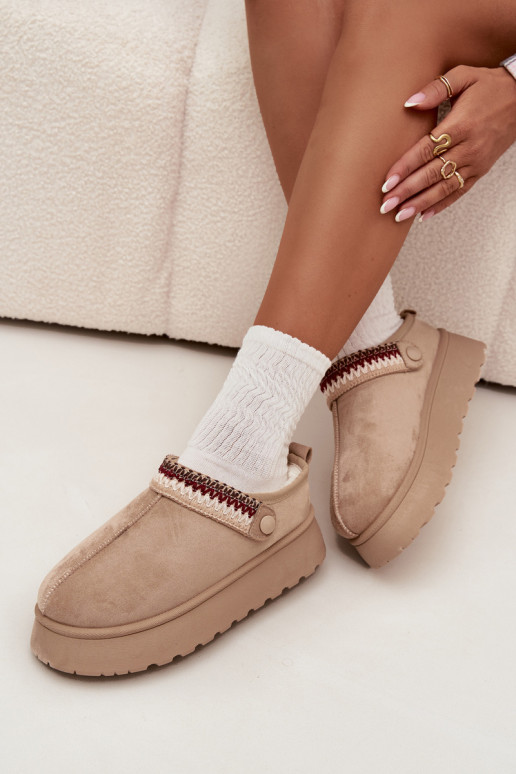 Schneestiefel DamentiefRuchomym Streifenem I Haftem mit einer Plattform elfenbeinfarbe Lyrisse