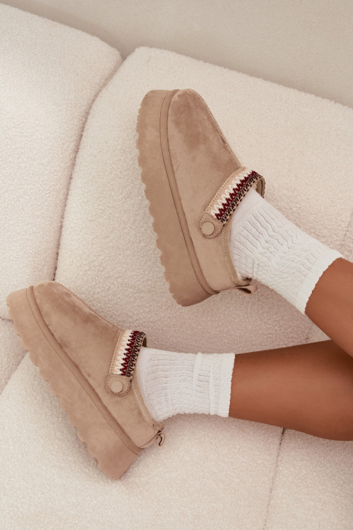 Schneestiefel DamentiefRuchomym Streifenem I Haftem mit einer Plattform elfenbeinfarbe Lyrisse