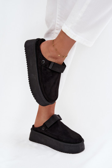 Schneestiefel Feminin mit einer Plattformmit Klebeverschlussem schZuarze Farbe Jorielle