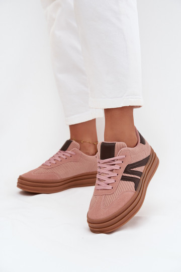 Samt Sneakers Stilvollllschuhe Feminin mit einer Plattform pinke Farbe Skye 2