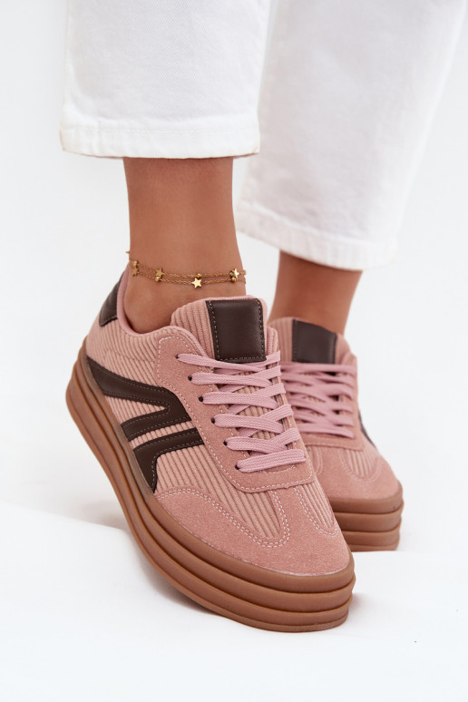 Samt Sneakers Stilvollllschuhe Feminin mit einer Plattform pinke Farbe Skye