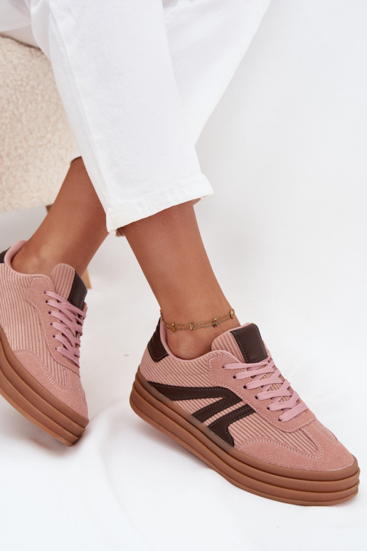 Samt Sneakers Stilvollllschuhe Feminin mit einer Plattform pinke Farbe Skye