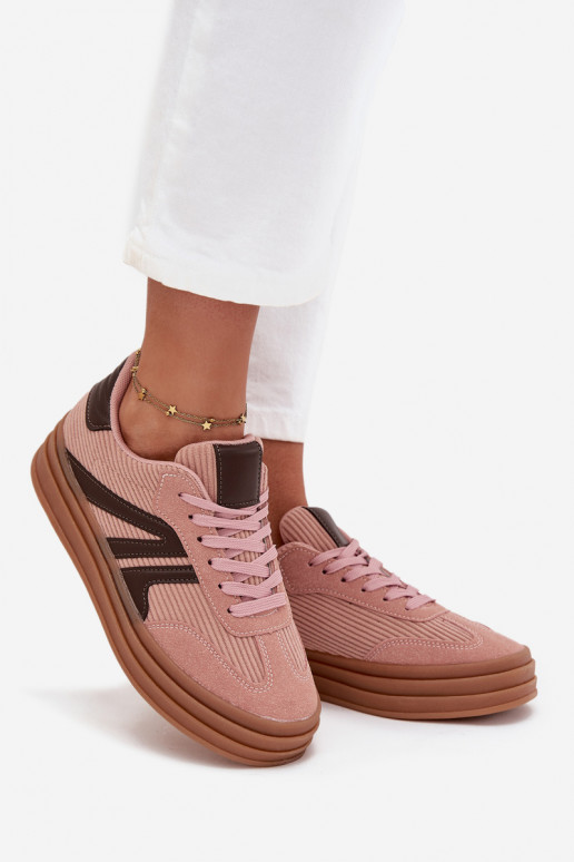 Samt Sneakers Stilvollllschuhe Feminin mit einer Plattform pinke Farbe Skye