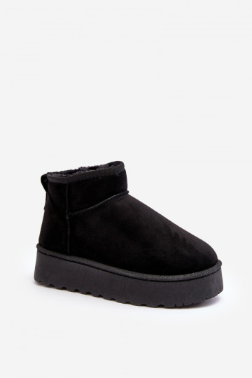 Schneestiefel Feminin mit einer Plattform sich Zuarm laufen mit Fell innen schZuarze Farbe Xamella