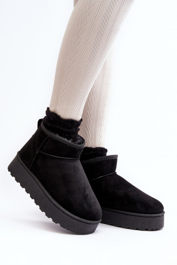 Schneestiefel Feminin mit einer Plattform sich Zuarm laufen mit Fell innen schZuarze Farbe Xamella 2