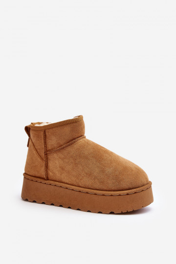Schneestiefel Feminin mit einer Plattform sich Zuarm laufen mit Fell innen braune Farbe Xamella