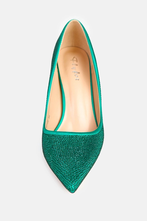 Grüne satinierte High Heels mit... Grüne satinierte High Heels mit...