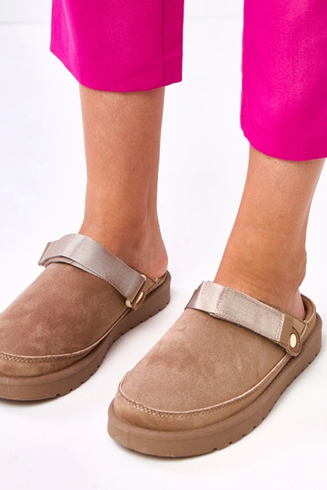 Braune Mules mit Miluska Klettverschluss