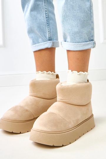 Helle sandfarbene gefütterte Schneestiefel auf Plattform Ribeiro 2