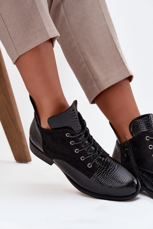 mit Lackeffekt Damenstiefel Mit Dekorationen Tłoczeniem sich Zuarm laufen Vinceza 16477 schZuarze Farbe